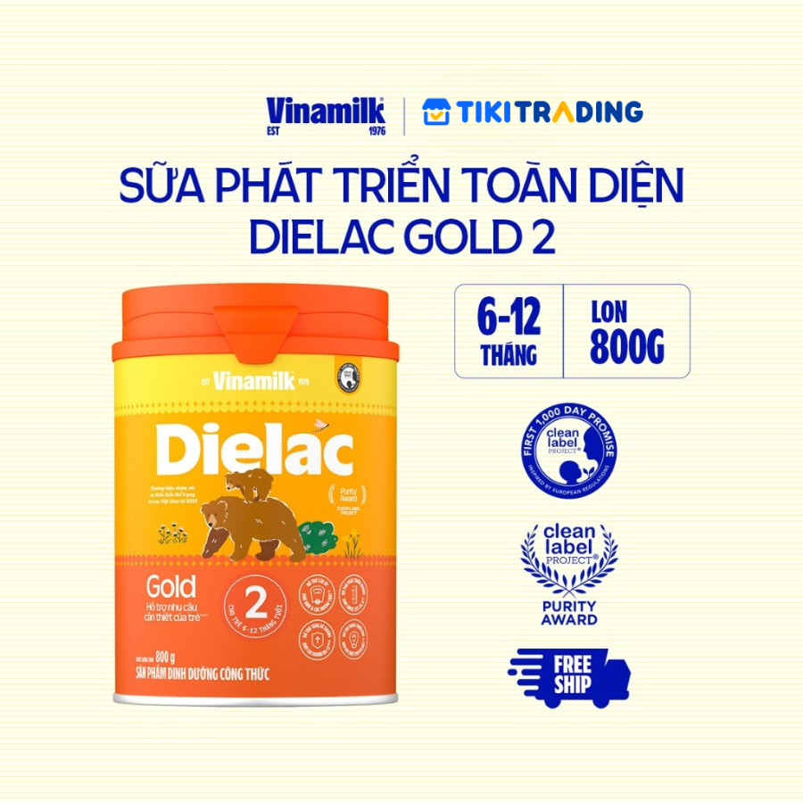 Sữa bột Vinamilk Dielac Alpha Gold 2 800g (cho trẻ từ 6 - 12 tháng tuổi)