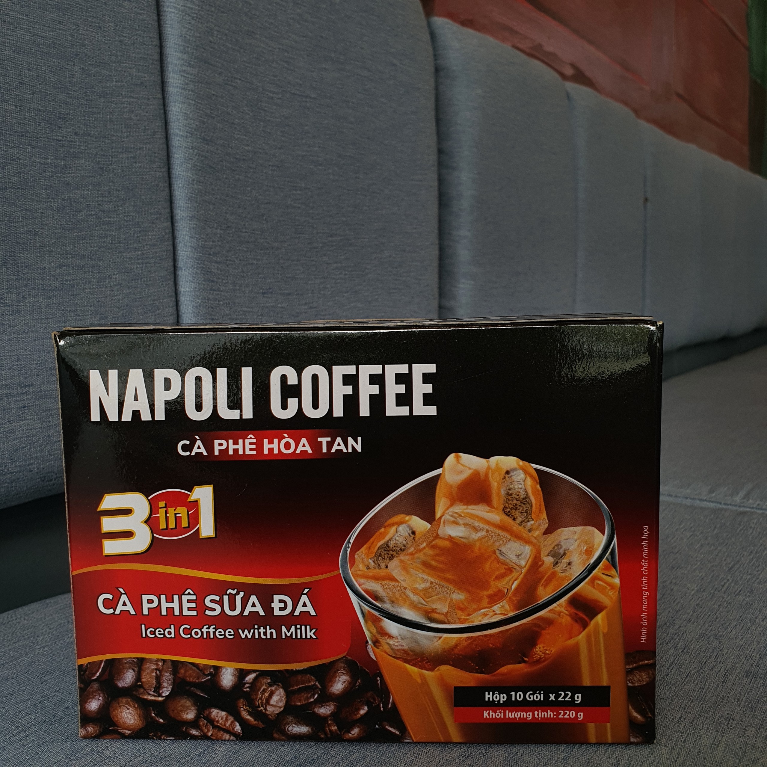 Cà Phê Sữa Đá hòa tan 3in1 Napoli Coffee (10 gói x 22g) - Cafe SẠCH, hạt Robusta/Arabica Nguyên Chất