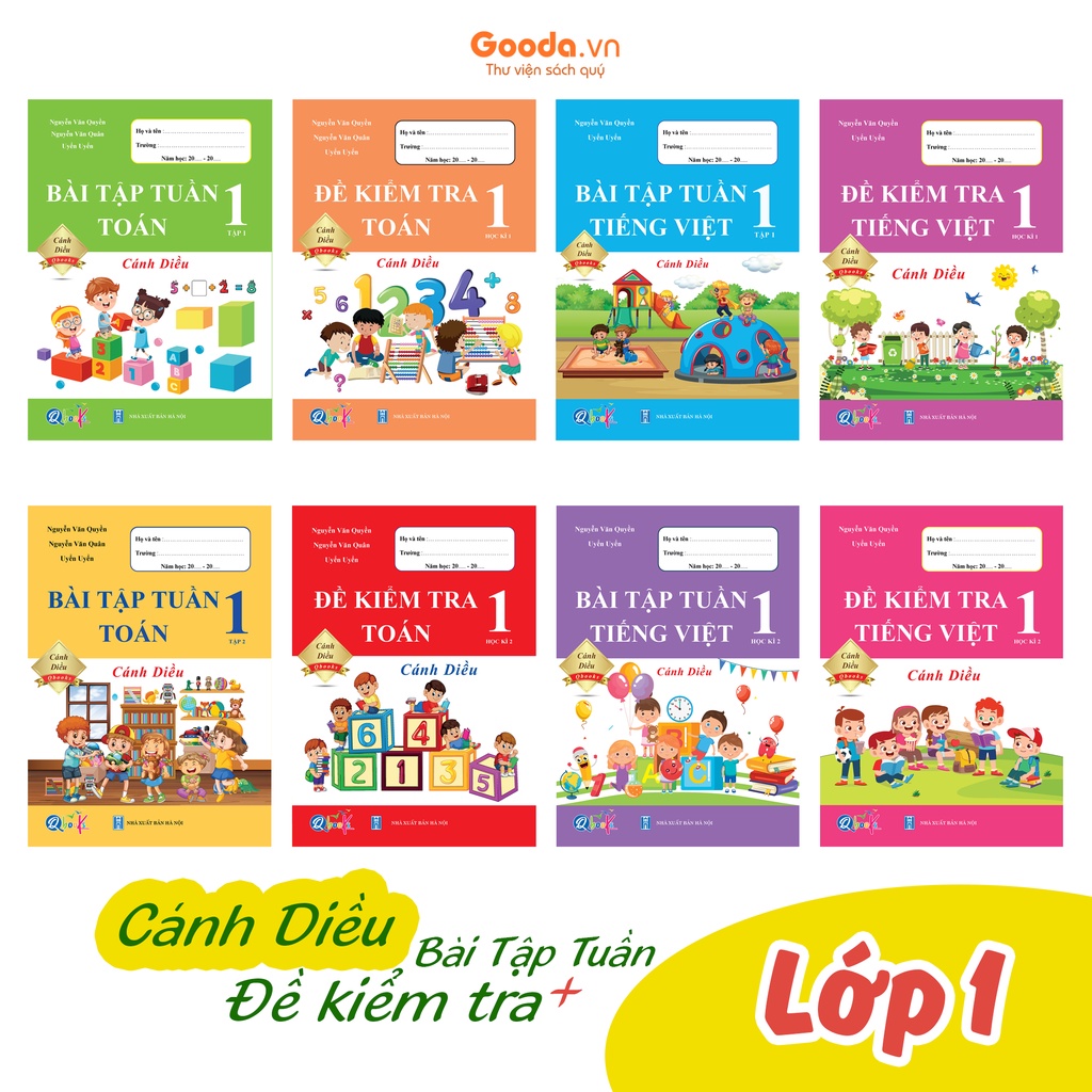 Sách - Combo 8 Cuốn Bài Tập Tuần và Đề Kiểm Tra - Toán và Tiếng Việt lớp 1 - Cánh Diều - Cả Năm