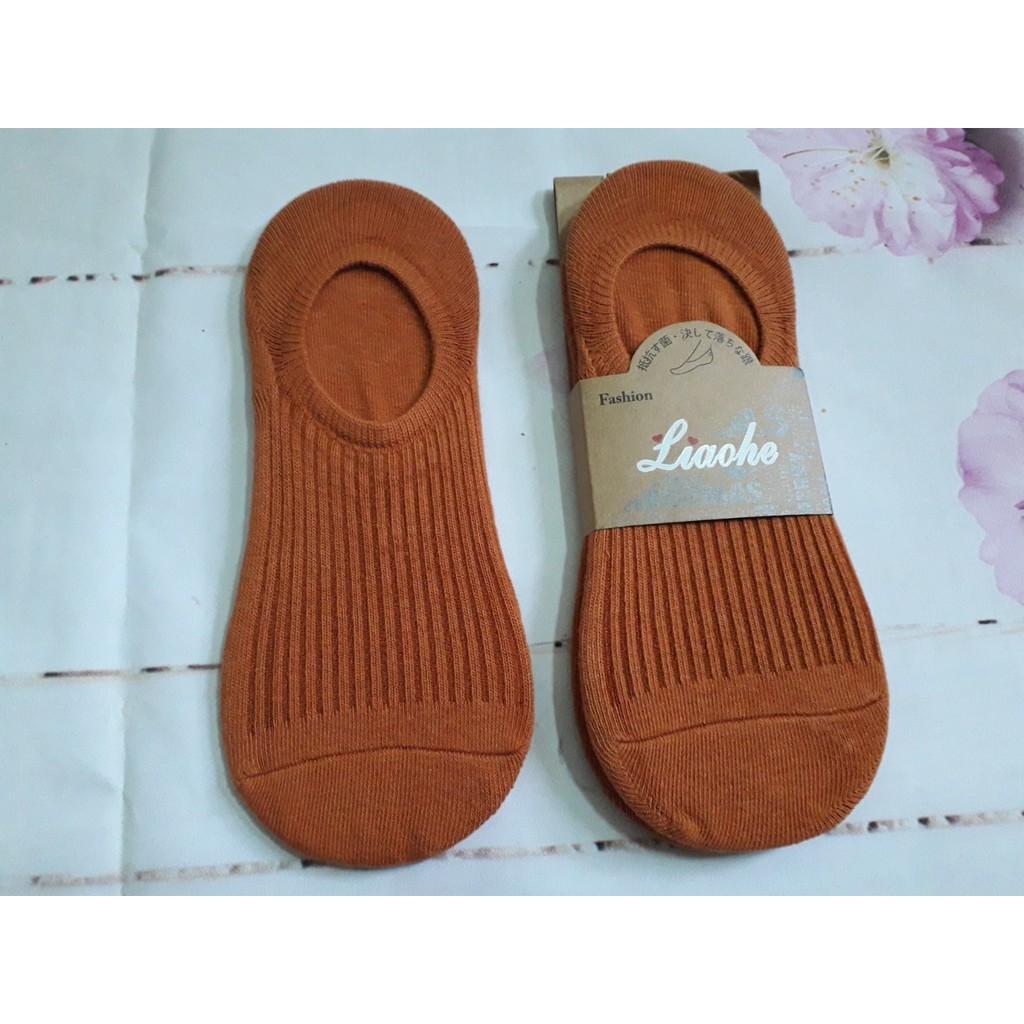 Tất hài nữ cổ ngắn gân trơn có chống tụt gót, tất nữ cổ ngắn chống tụt, Tất hài tăm nữ