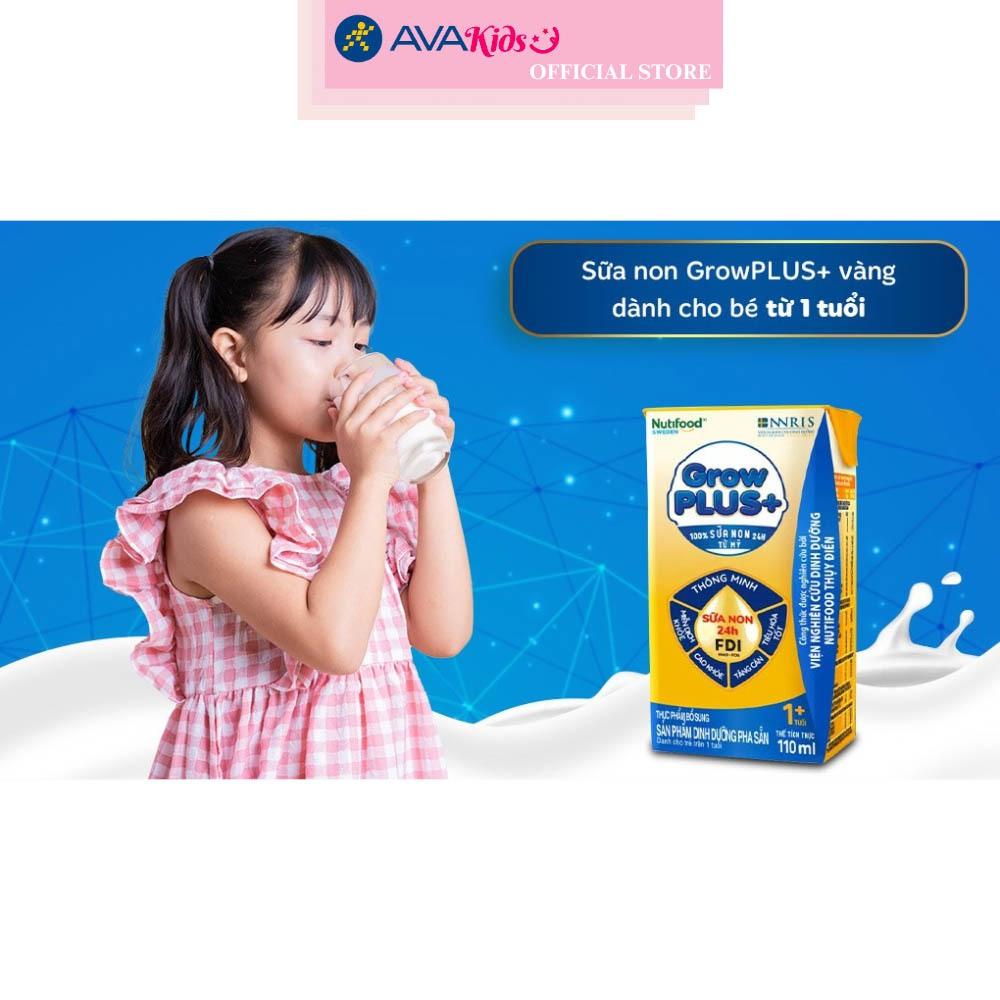 Thùng 48 hộp sữa non pha sẵn Nutifood GrowPLUS+ vàng hương vani 110 ml (từ 1 tuổi)
