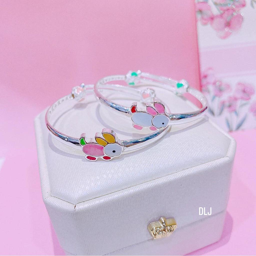 Vòng tay bạc cho bé gái charm màu sắc hình nghộ nghĩnh dễ thương,điều chỉnh size to nhỏ dễ dàng,phụ kiện MS170