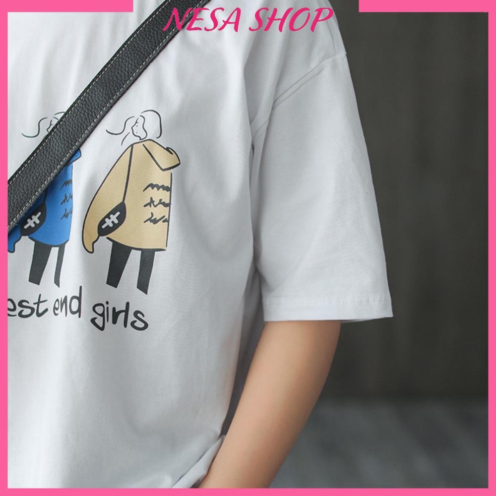 Áo thun nam nữ form rộng tay lỡ NeSa Shop, Áo thun kiểu, chất liệu thun cotton co giãn, áo phông in hình 3 Cô gái
