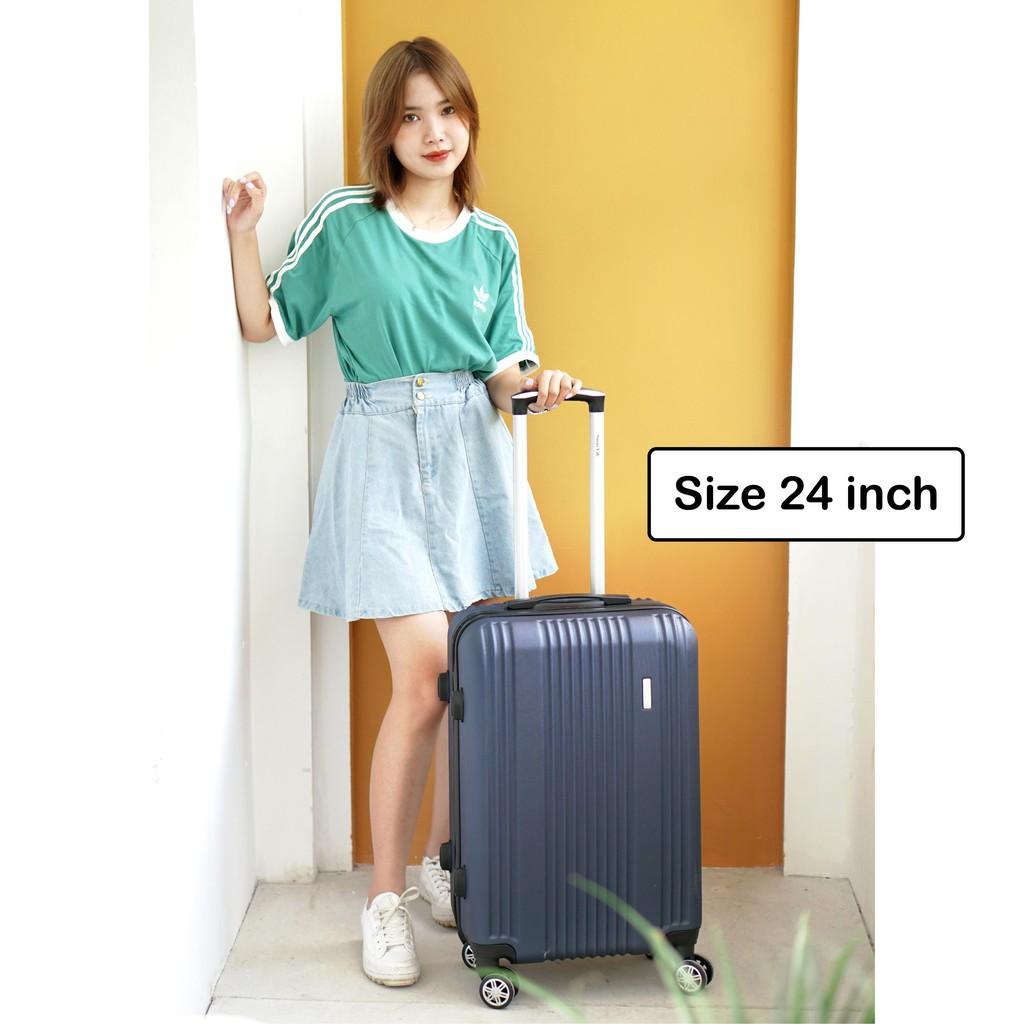 Vali kéo du lịch SUNNY TONAGO size 24 nhựa dẻo ABS, Chống va đập, khóa số an toàn