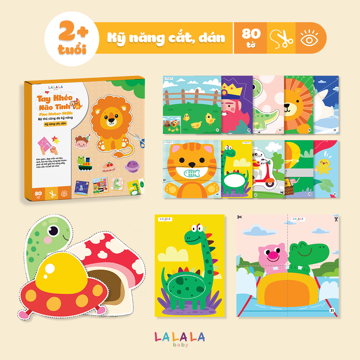 Bộ Đồ Chơi Giấy Thủ Công Lalala Baby Đa Kỹ Năng Cắt Dán - Tô Màu - Gấp Giấy Tay Khéo Não Tinh (Không bao gồm kéo + bút màu)