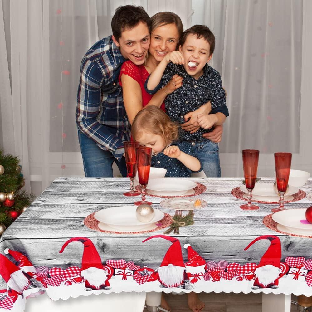 Khăn Trải Bàn Giáng Sinh Hình Chữ Nhật - Xám - Khăn Trải Bàn Giáng Sinh - Polyester Có Thể Giặt Được - Dành Cho Ngày Lễ, Bàn, 180 x 144 cm