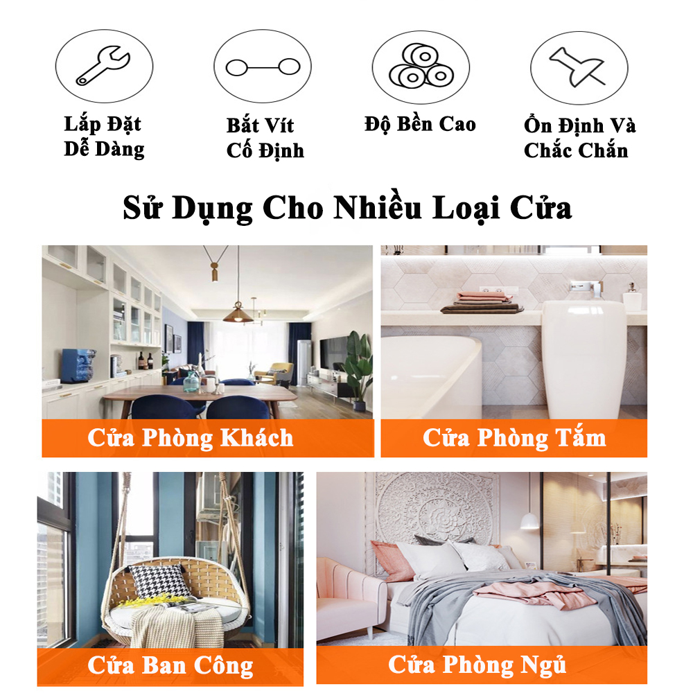 Chốt Chặn Cửa Chống Va Đập 2 Chiều KUNBE Loại Đạp Chân Có Lò Xo An Toàn Chắc Chắn Tiện Lợi