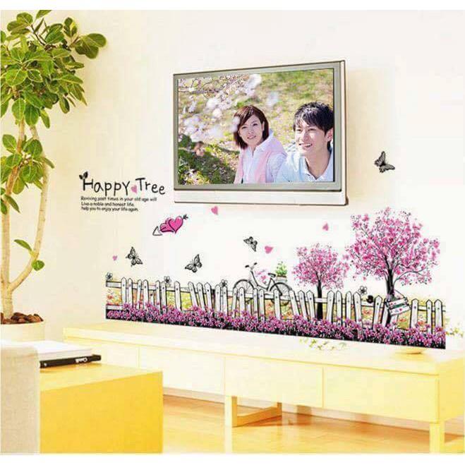 Decal dán tường Hàng rào happy tree