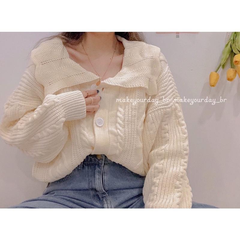 SALE Cardigan len cổ bèo tiểu thư freesize form rộng