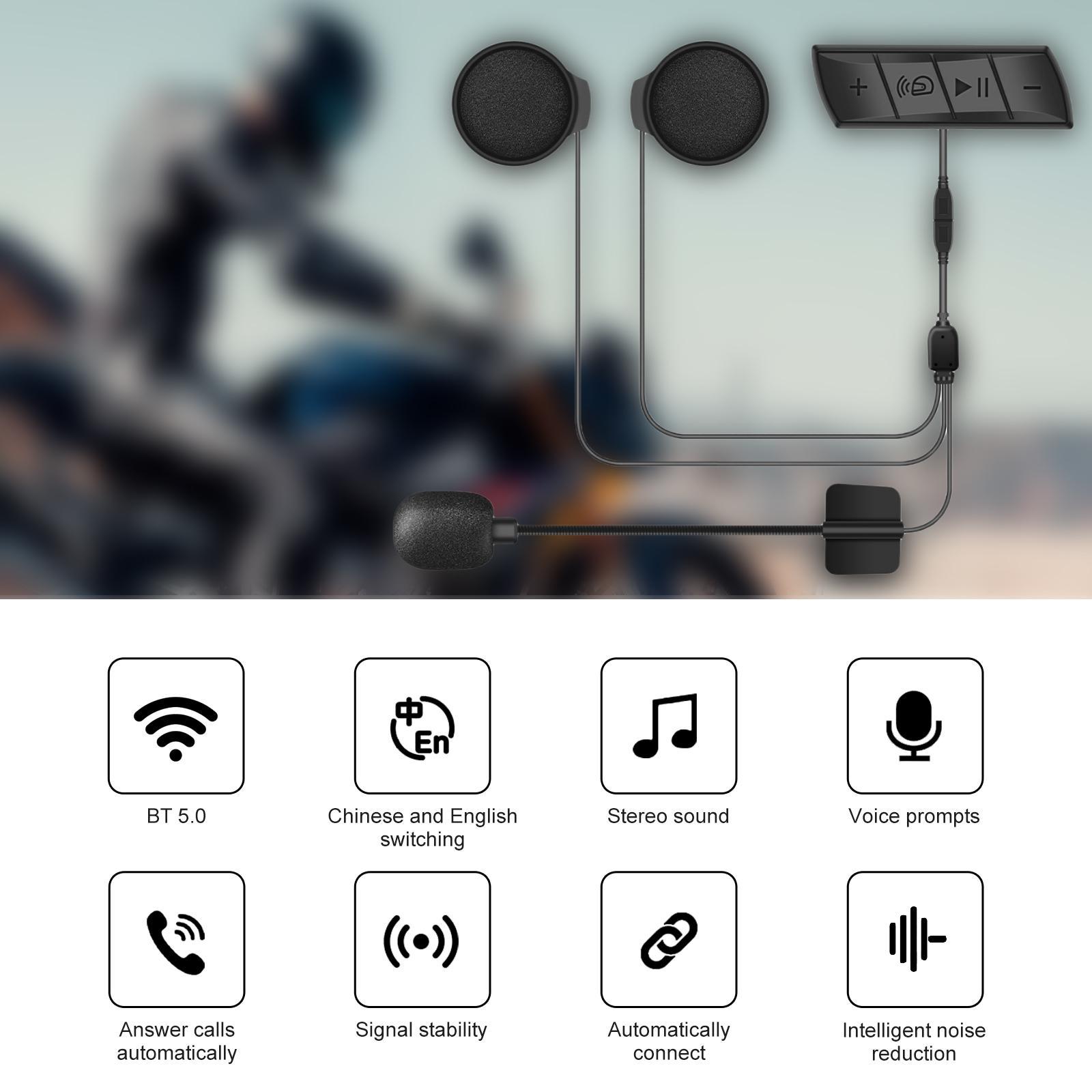 Waterproof Motorcycle Helmet Bluetooth Headset Stereo for Outdoor Sports