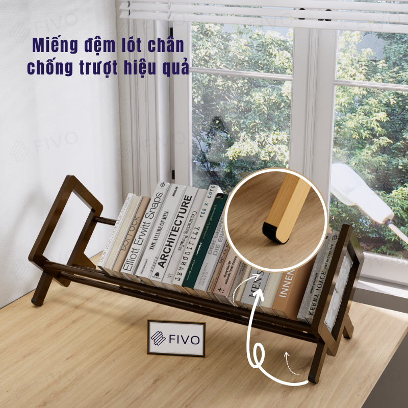 Kệ Sách Gỗ Tre Tự Nhiên Để Bàn Mini FB28 FIVO Dễ Lắp Ráp, Tiết Kiệm Diện Tích, Decor Trang Trí Bàn Học Và Bàn Làm Việc