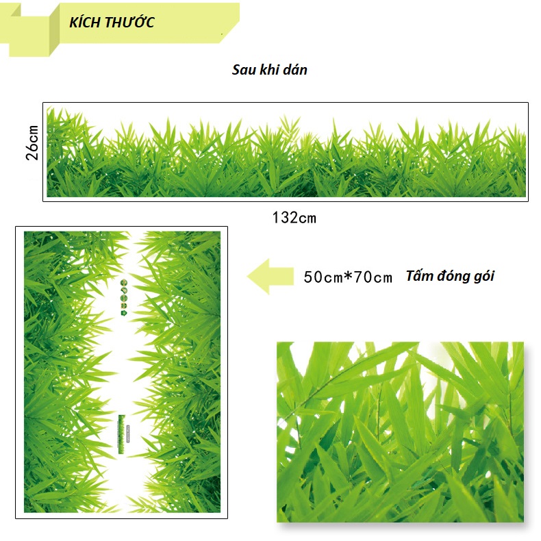 Decal dán chân tường Cỏ xanh AmyShop DCT100 - 2 bộ