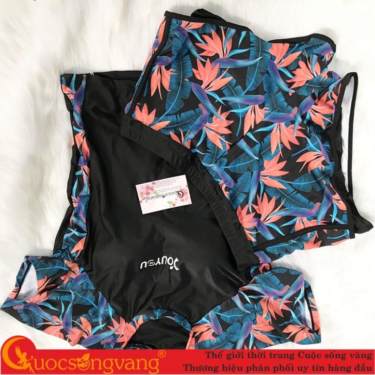 Bộ đồ bơi nữ thể thao kín đáo quần áo bơi nữ in hoa mã GLSWIM070