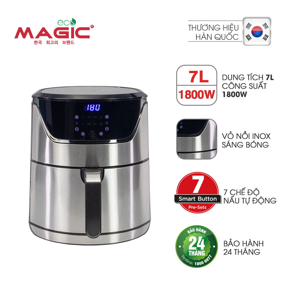 Nồi Chiên Không Dầu Kết Hợp Nướng Magic Eco AC-122 7L - Hàng chính hãng