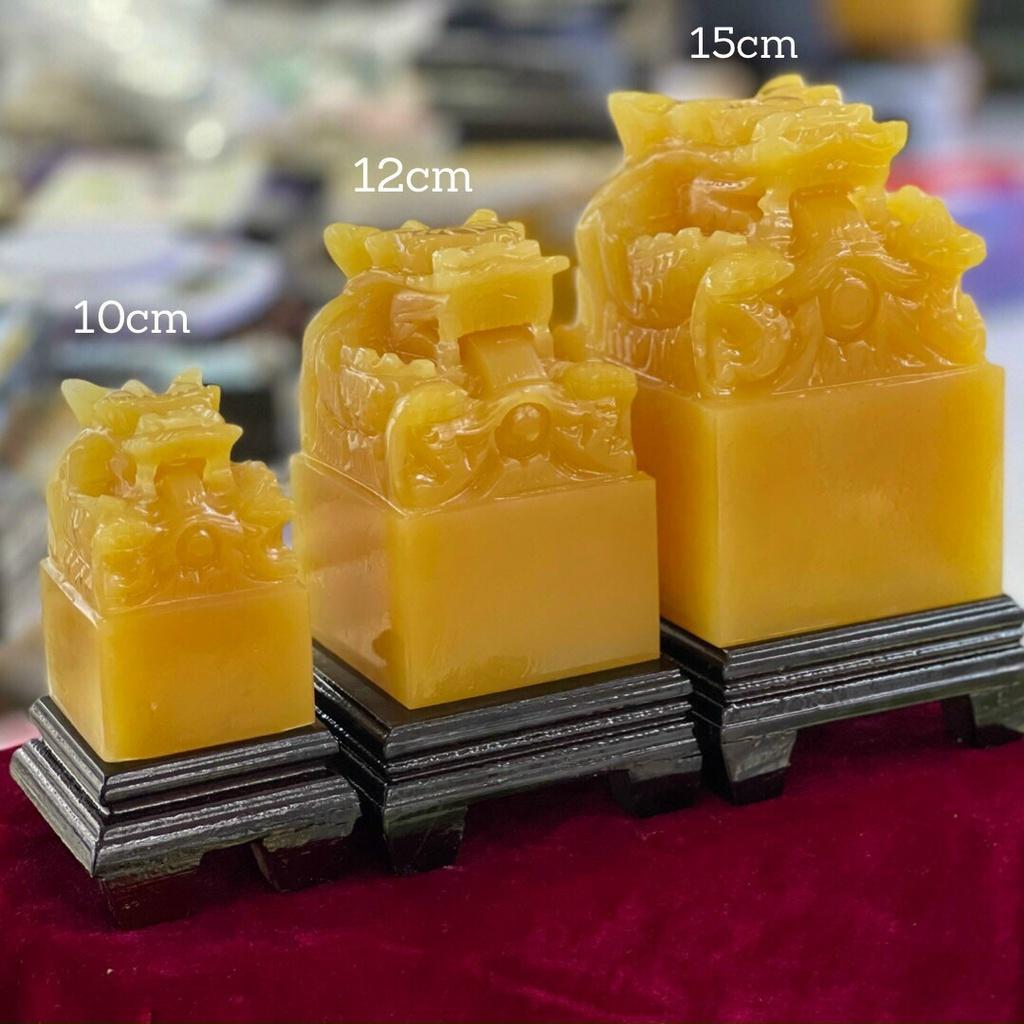 Ấn Rồng Đá Ngọc Hoàng Long , Ấn Phong Thủy Để Bàn - Cao 10cm & 12cm & 15cm