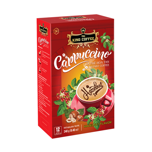 Cà Phê Hòa Tan Cappuccino Hạt Dẻ KING COFFEE - Hộp 12 gói x 20g