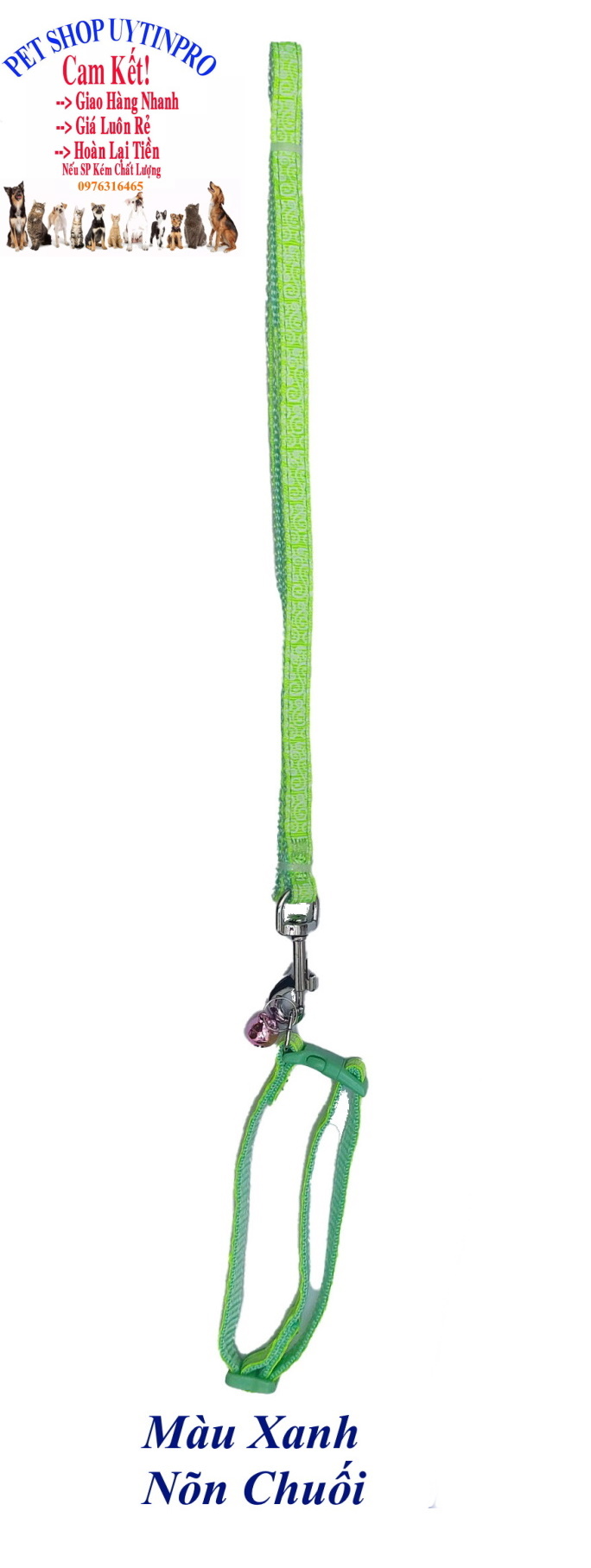Dây dắt kèm vòng cổ có chuông cho Chó Mèo Dưới 5kg Bản rộng 1cm Dài 120cm Zichen In hình bất kỳ Chất liệu dù cao cấp