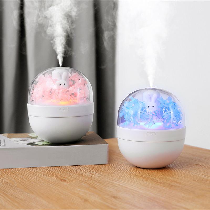 Sạc Máy Phun Sương Tạo Độ Ẩm Ngọt Thỏ Bất Diệt Hoa Tinh Dầu Khuếch Tán Tinh Dầu Lộc Không Khí Phun Sương Tạo Ẩm Hình Ếch Con LED Nhiều Màu Sắc Nước Bổ Sung