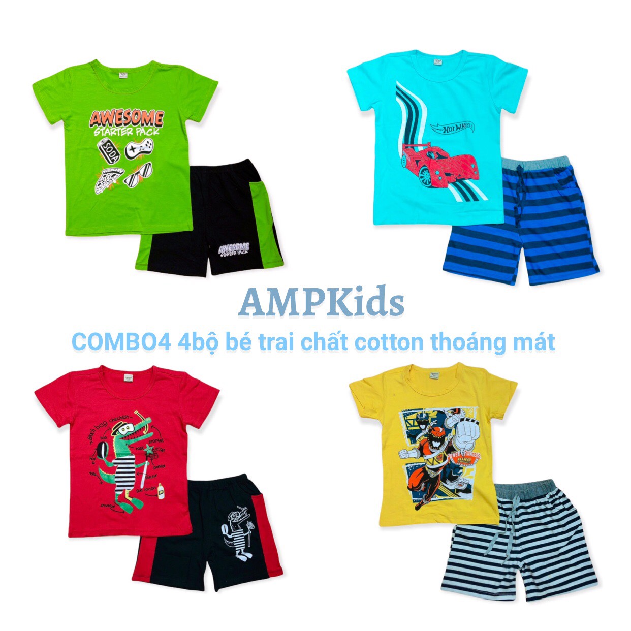 COMBO 4 BỘ Sz10 24-26kg BÉ TRAI LỚN CHẤT COTTON