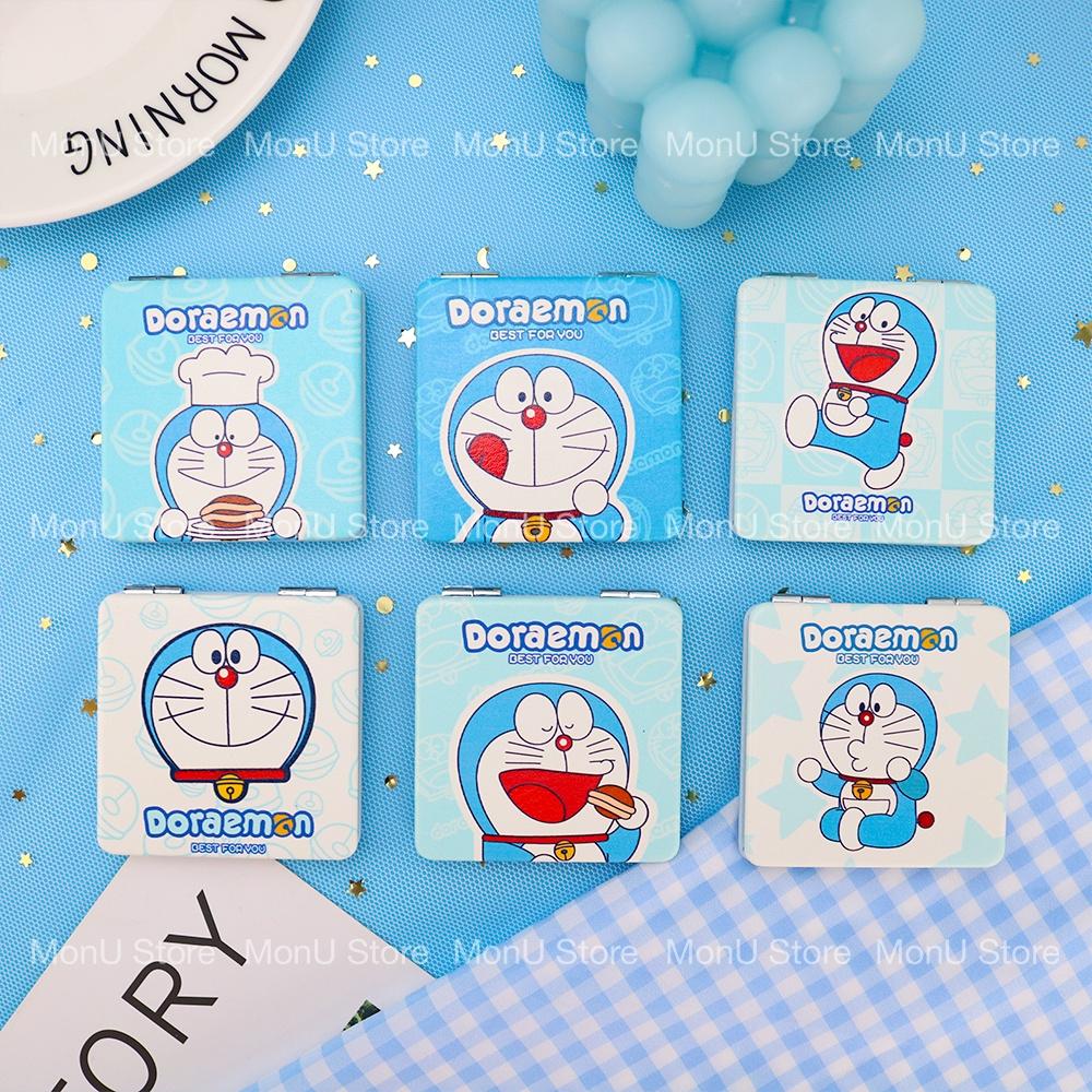 Gương mini 2 mặt bọc da sang trọng hình DORAEMON DOREMON bỏ túi dễ thương mẫu ngẫu nhiên MON0005