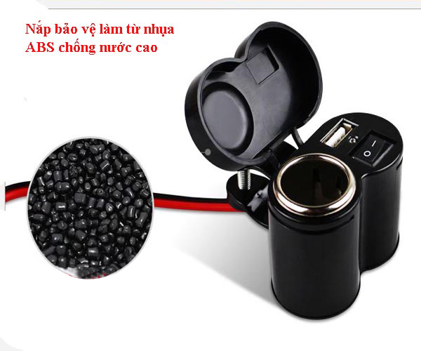 Sạc điện thoại gắn xe máy 3 trong 1 sạc nhanh 2.1A có lỗ tẩu g