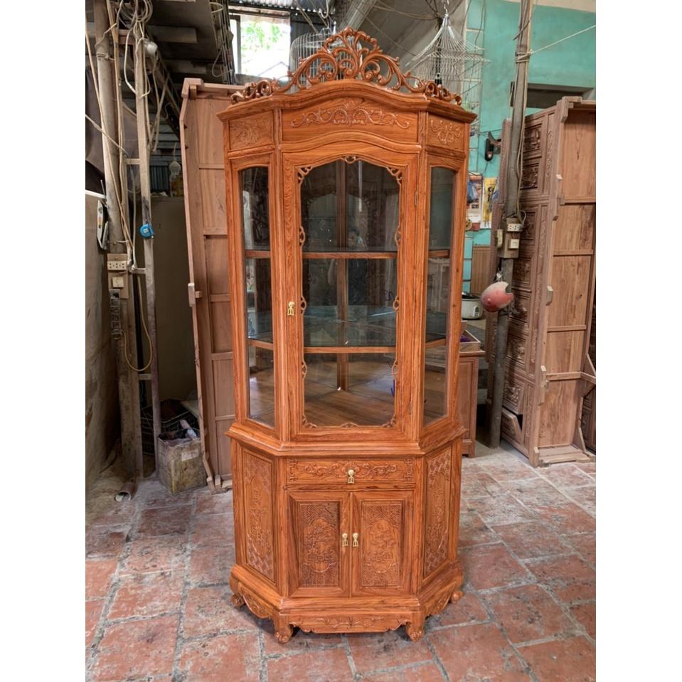 Tủ góc trang trí gỗ hương cao cấp