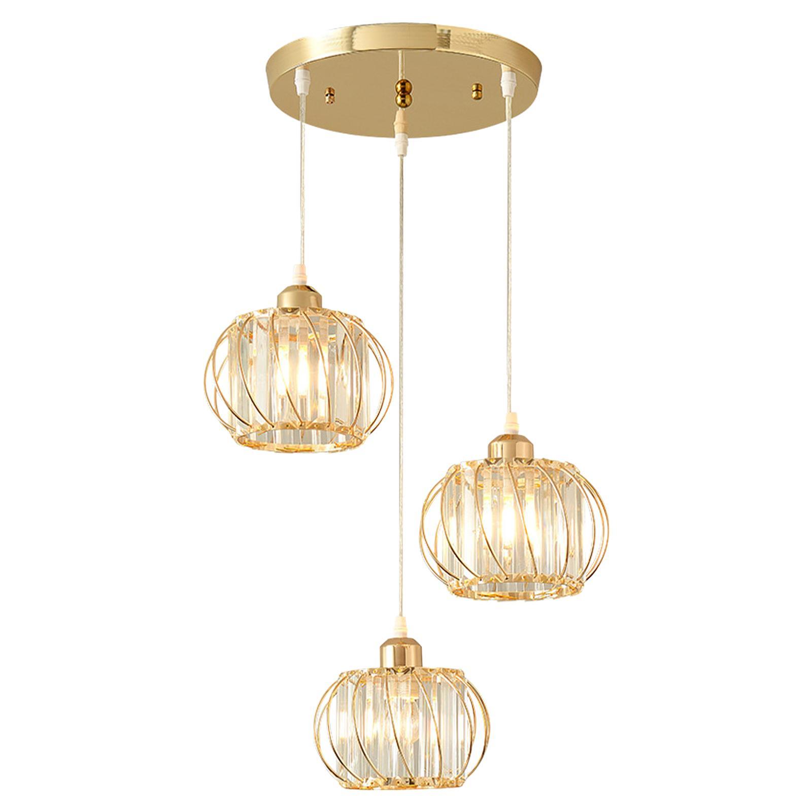 3 Light Crystal Pendant Light Fixture Modern Adjustable for Dining Room Restaurant
