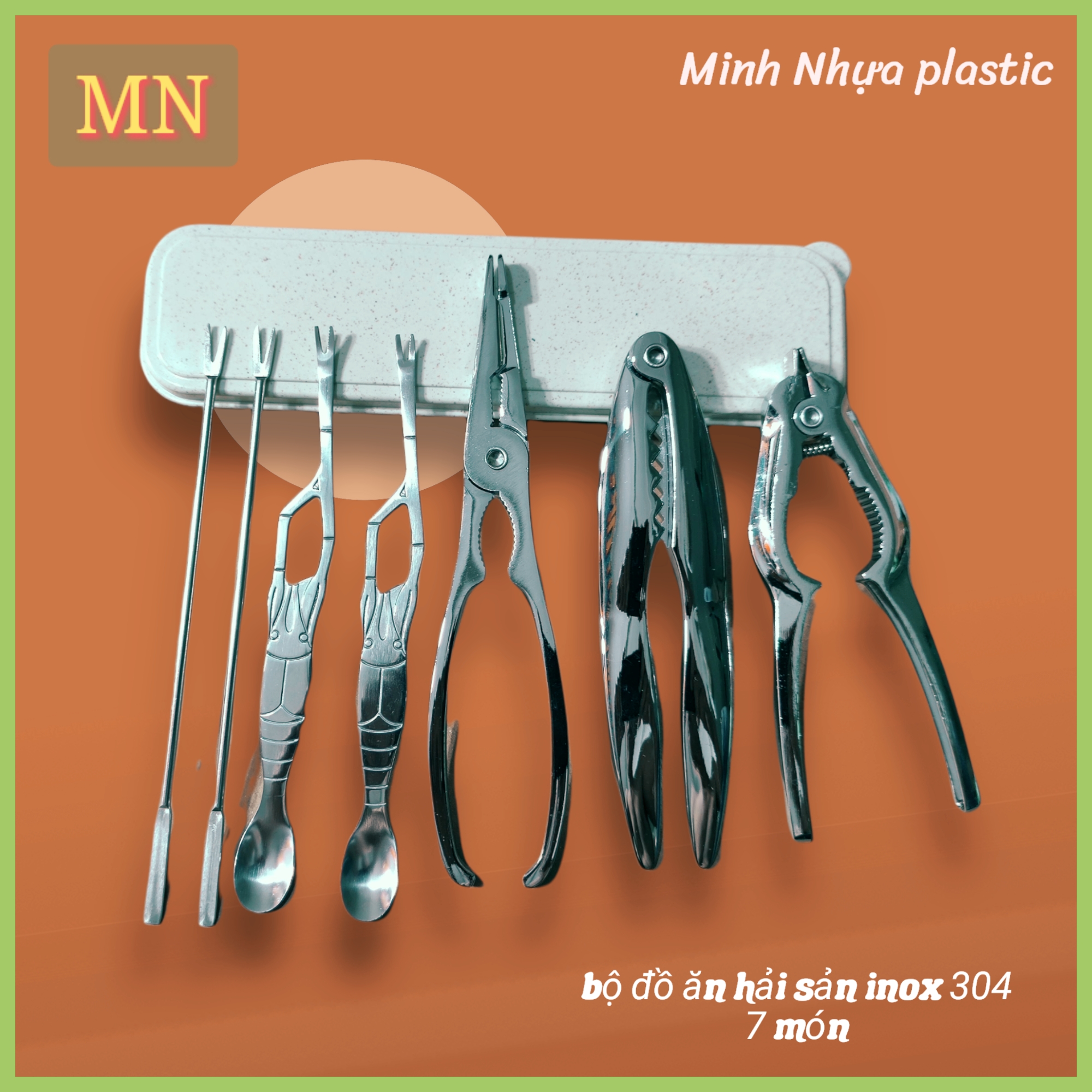 HÀNG CAO CẤP Bộ hộp 7 Dụng Cụ Ăn Cua Ghẹ Sò Ngao Tôm Hùm Hải Sản Đa Chức Năng inox 304