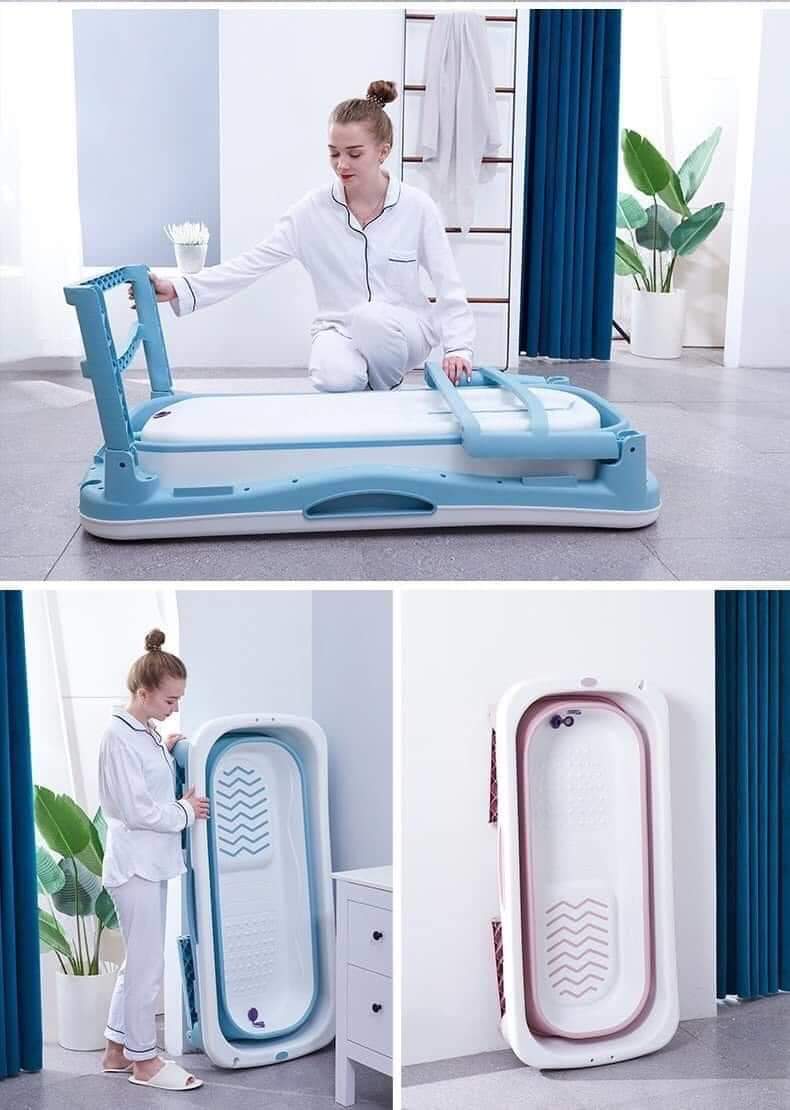 Bồn tắm silicon gấp gọn dùng được cả người lớn - Hàng có nắp