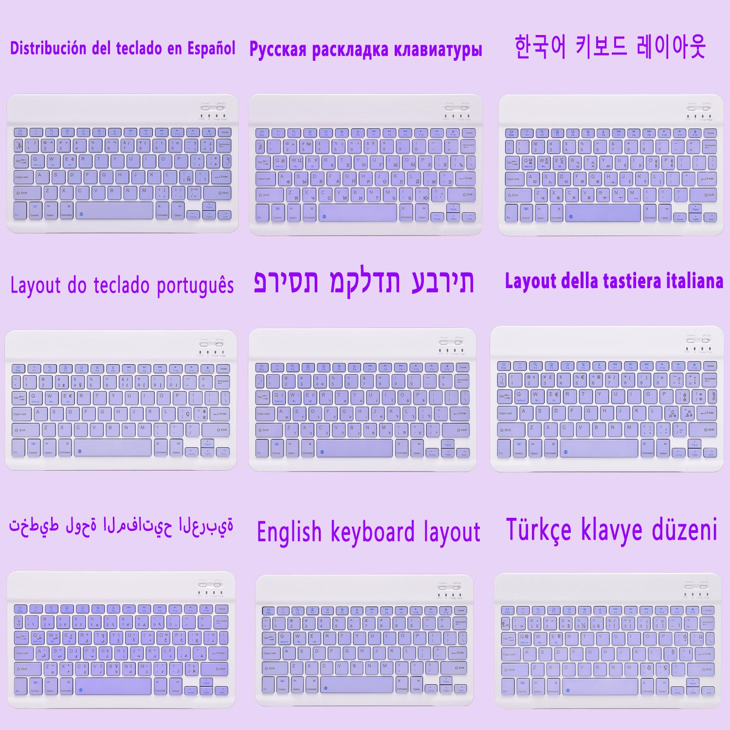 Nga Tiếng Ả Rập Do Thái Hàn Quốc Tây Ban Nha Chuột Bàn Phím Cho iPad 5th 6th 10.2 7 7th 8 8th 9 9th Air 2 3 4 4th Pro 11 2018 2020 2021