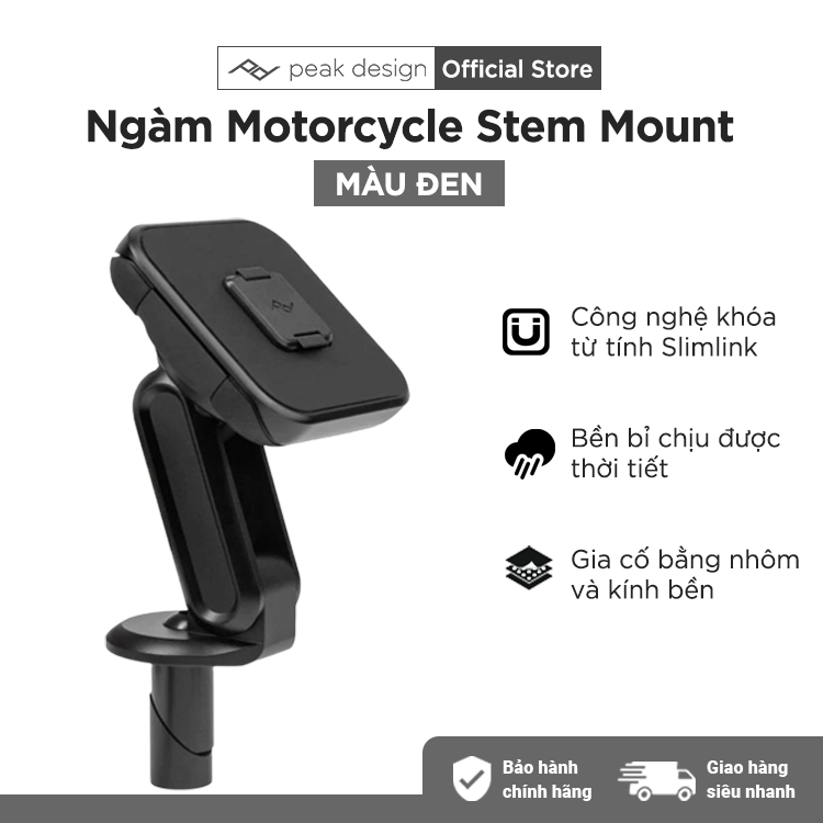 Ngàm Gắn Điện Thoại Peak Design Dành Cho Mô Tô Motorcycle Stem Mount - Hàng Chính Hãng