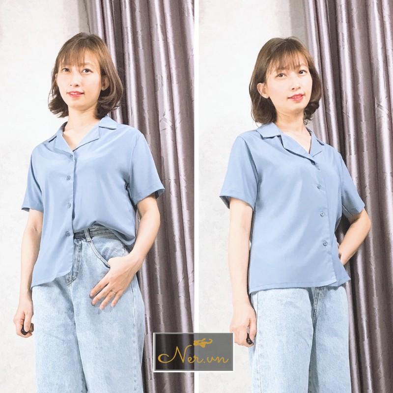 Hình ảnh Áo sơ mi cổ vest quốc dân nhiều màu, chất lụa tơ hàn, phối chân váy, quần jeans ,quần tây, quần short siêu xinh–NER-N109