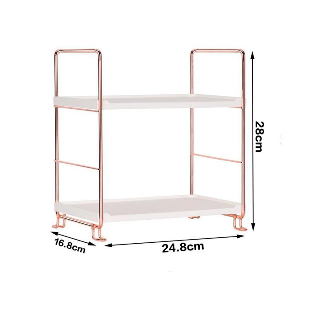 2 Tier Kitchen Spice Shelf Rack Storage Organizer Seasoning Bottle Stand Golden