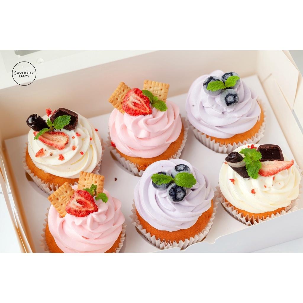 20 Hộp Giấy Đựng Bánh Cupcake Có Mặt Kính Trong Suốt 2 4 6 12