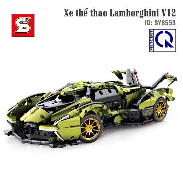 Đồ chơi lắp ráp mô hình tĩnh Xe thể thao Lamborghini V12 - SY BLOCK 8553