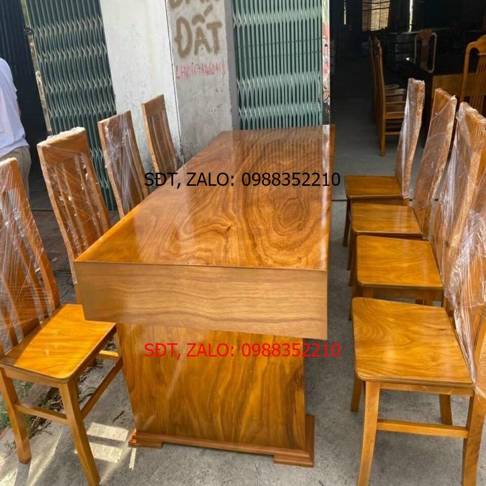 Bộ Bàn Ăn 10 Ghế Thọ Cân Gỗ Cẩm Vàng