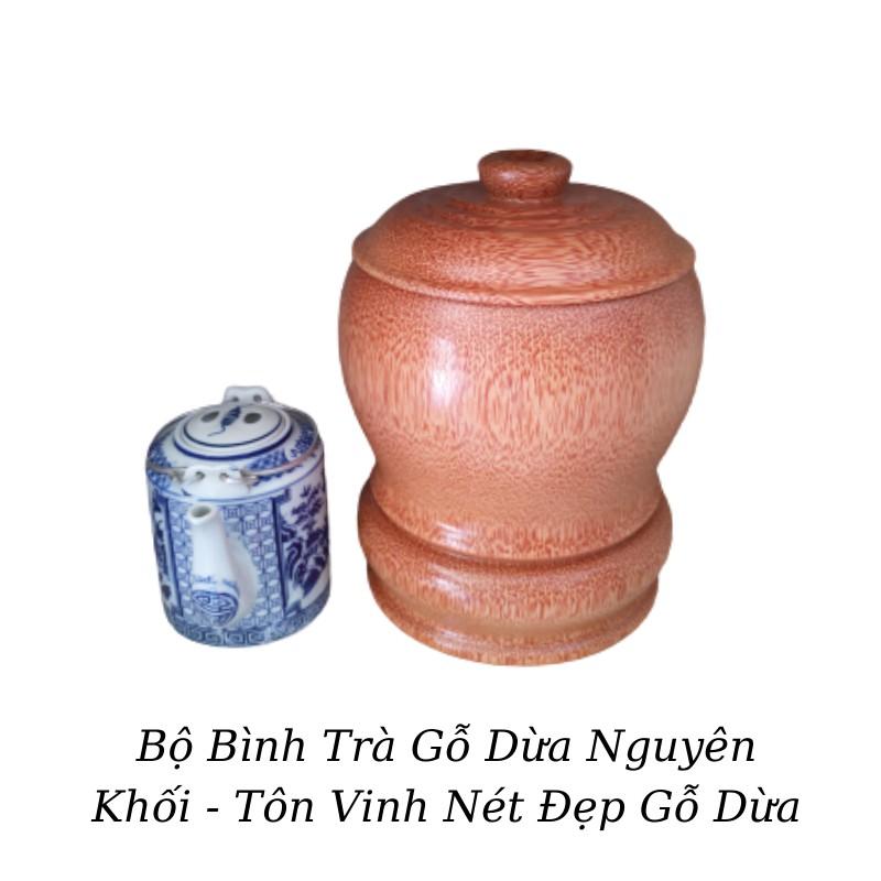 Bộ Giữ Ấm Bình Trà Gỗ Dừa Nguyên Khối Chân Đế Liền Sang Trọng- Tôn Vinh Nét Đẹp Gỗ Dừa - Bình Trà 700 - 800ml