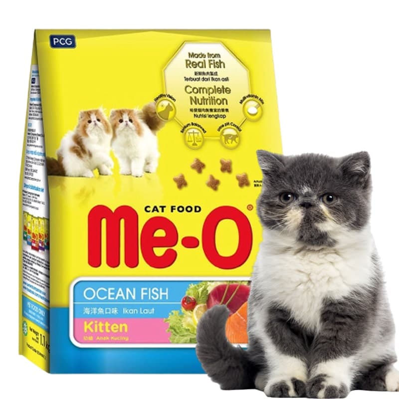 Thức ăn hạt khô cho mèo con Me-O Kitten vị cá biển gói 400g - 1,1kg