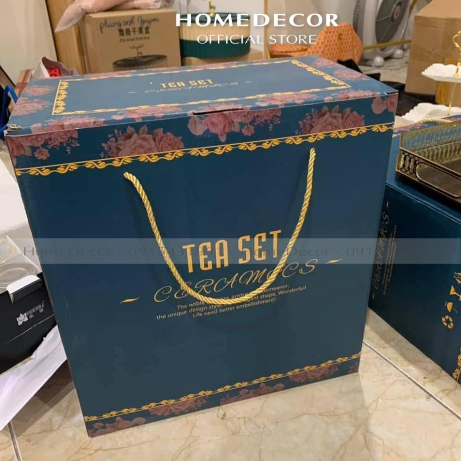 Bộ ấm Chén Sứ Xanh Cổ Vịt ̂́ Kèm Giá Treo