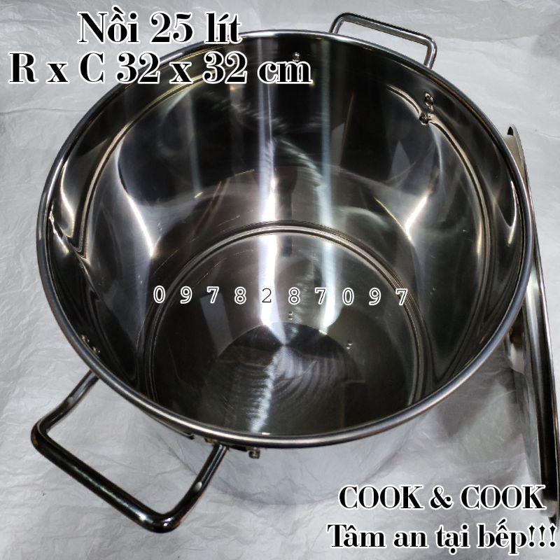 Nồi súp inox 20, 25 lít đáy từ size 32 nồi hầm xương, nồi luộc gà, nồi luộc bánh chưng, nồi phở, nồi quân dụng