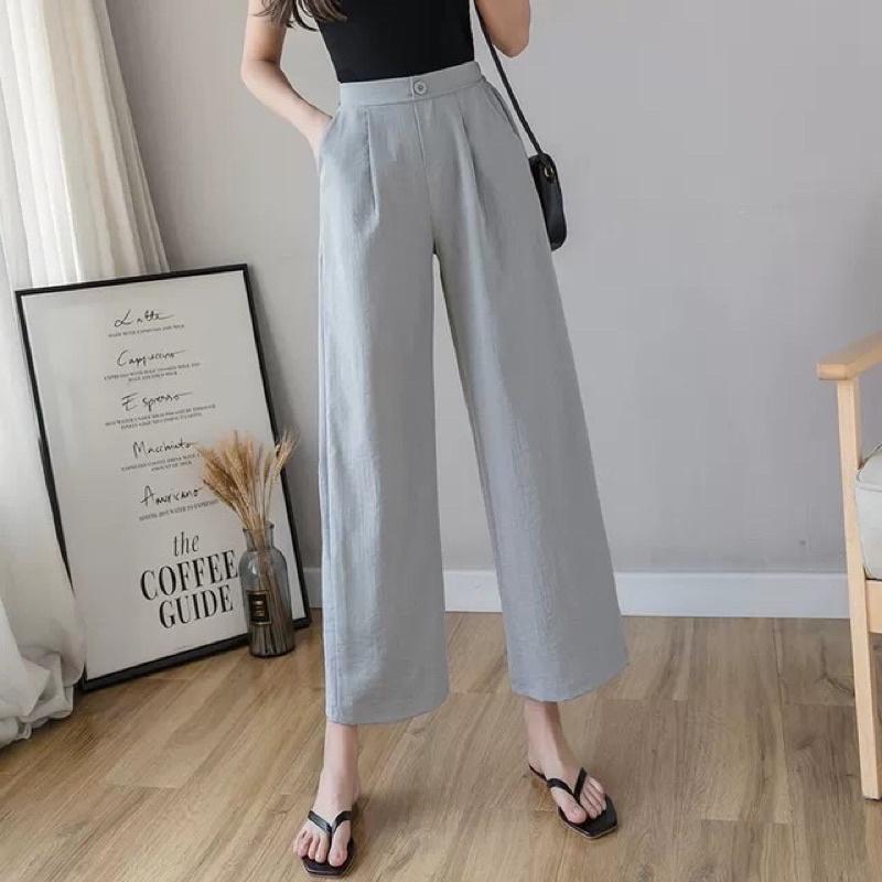 Quần đũi ống rộng dài khóa thật