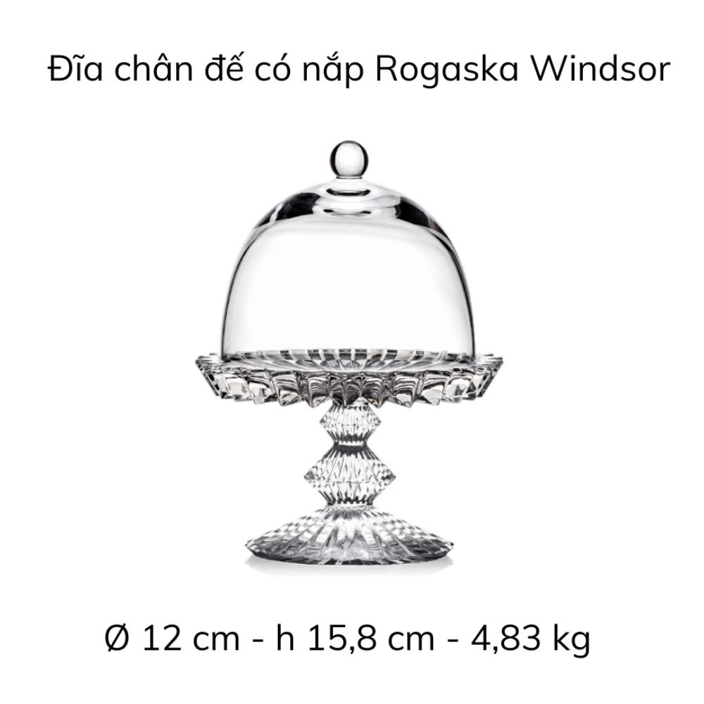 Chân bồng pha lê có nắp Rogaska Windsor 12cm hàng chính hãng