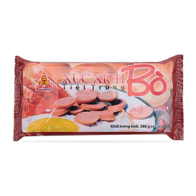 Xúc Xích Bò Tiệt Trùng Vissan Gói 4 Cây X 70G-8934572194350