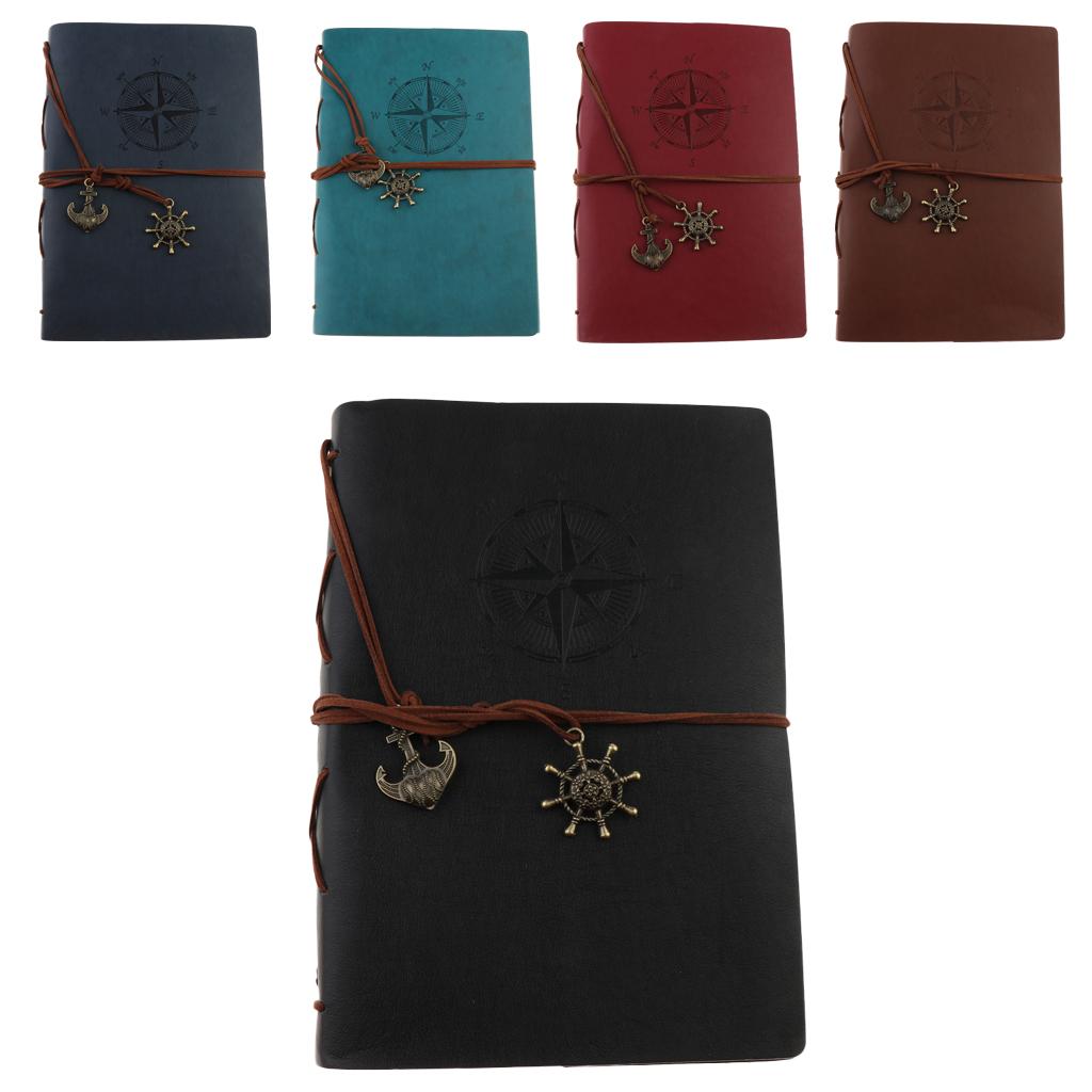 Leather Notebook Portable Loose Leaf Blank Notebook for Travel Black