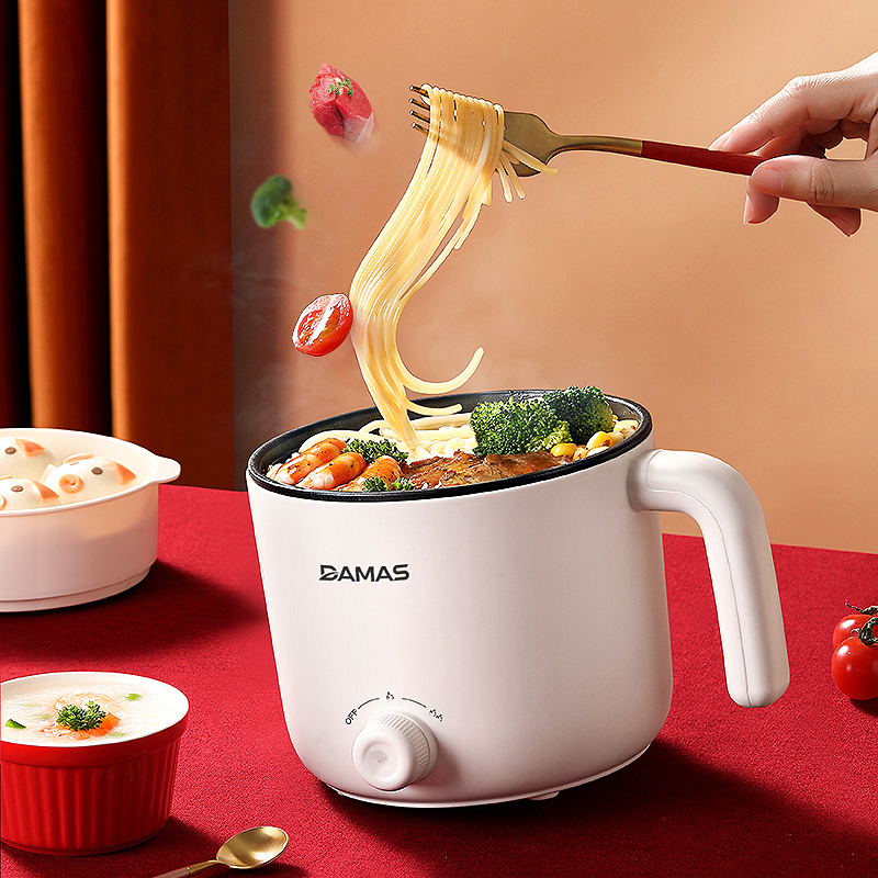 Nồi Lẩu Điện Mini 2 Mức Nhiệt - Ca Nấu Mì Điện Đa Năng DAMAS DK-8012 - Hàng Chính Hãng