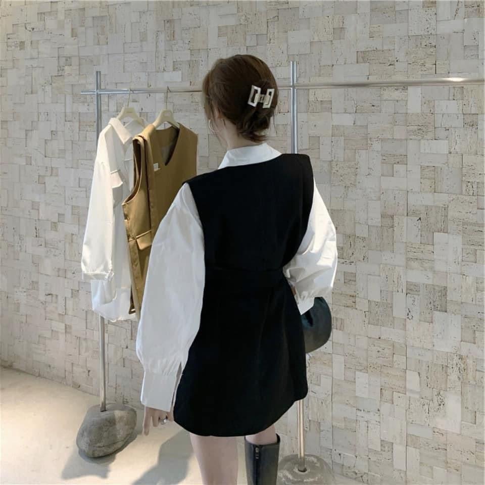Set Áo Sơ Mi + Đầm Suông Kèm Belt