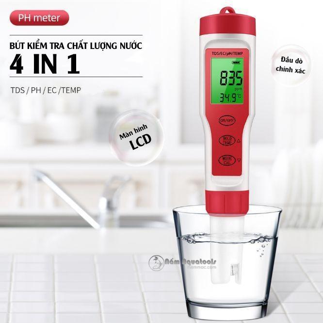 Bút Test Nước 4 in 1 EZ-9908 | Đo pH - TDS - EC và Nhiệt độ | Dùng kiểm tra nước uống, thuỷ canh, bể cá thuỷ sinh