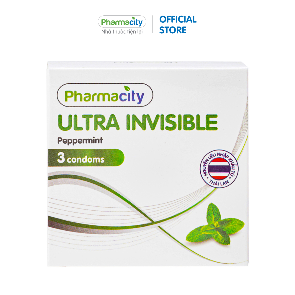 Bao cao su siêu mỏng Pharmacity Ultra Invisible (Hộp 3 cái)