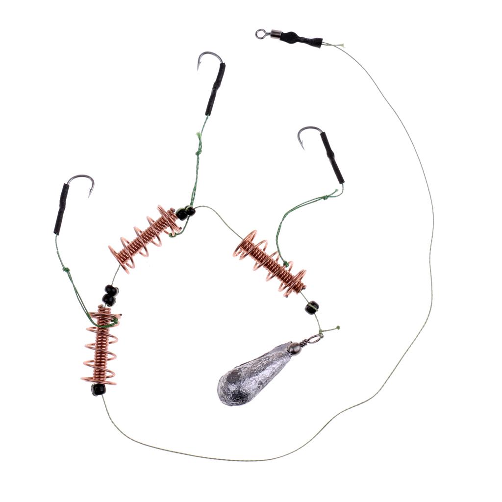 Carp Fishing Feeder Cage with 3 Line Hooks Hair Rig Set Coarse Fishing 15g