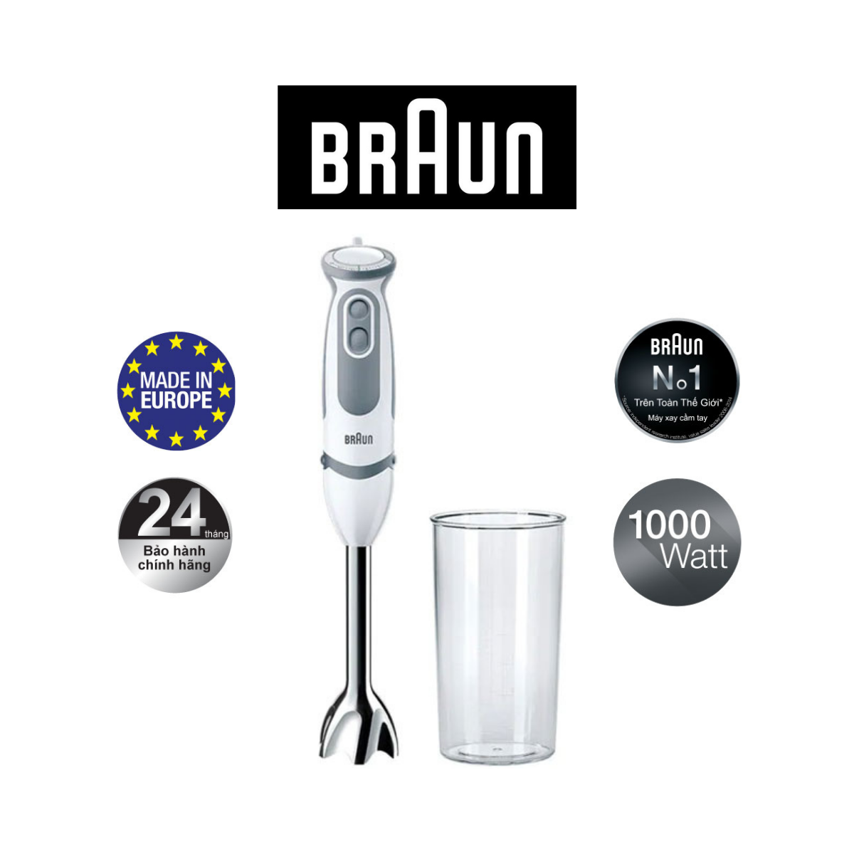 Máy xay cầm tay Braun MQ5200 Soup Vario – 1000W 21 tốc độ - SX Châu Âu - Hàng chính hãng